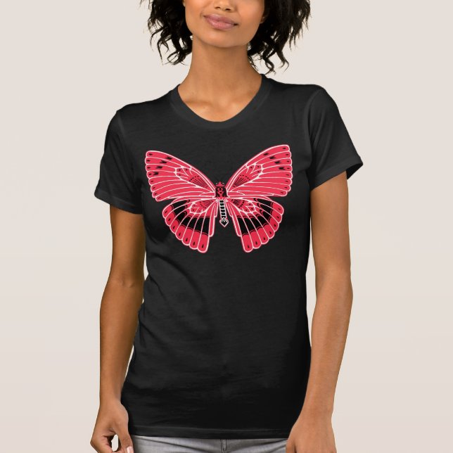 Camiseta Art Nouveau Estilo Borboleta Coral (Frente)