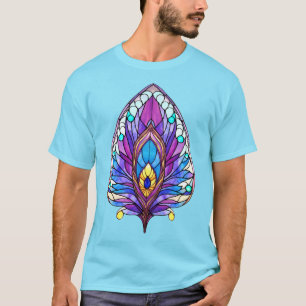 Camiseta Art Nouveau Estilo De Vidro Pavão Arrefecido