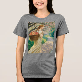 Camiseta Art Nouveau Mulher de Pêssegos Cinza