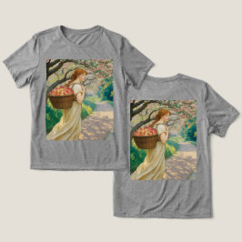 Camiseta Art Nouveau Mulher de Pêssegos Cinza