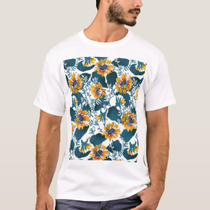 Camiseta Art Nouveau, padrão floral.