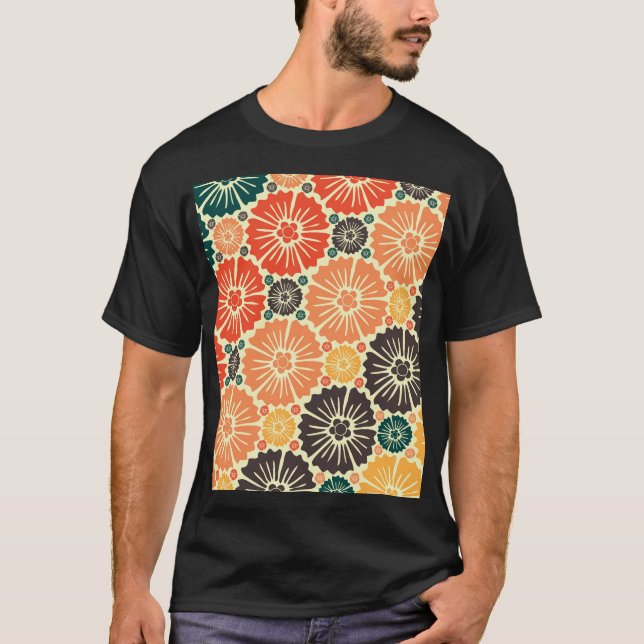 Camiseta Art Nouveau Retro Wallpaper Design. (Frente)
