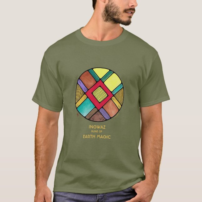 Camiseta Art Nouveau Rune Shirt Ingwaz - Earth Magic (Frente)