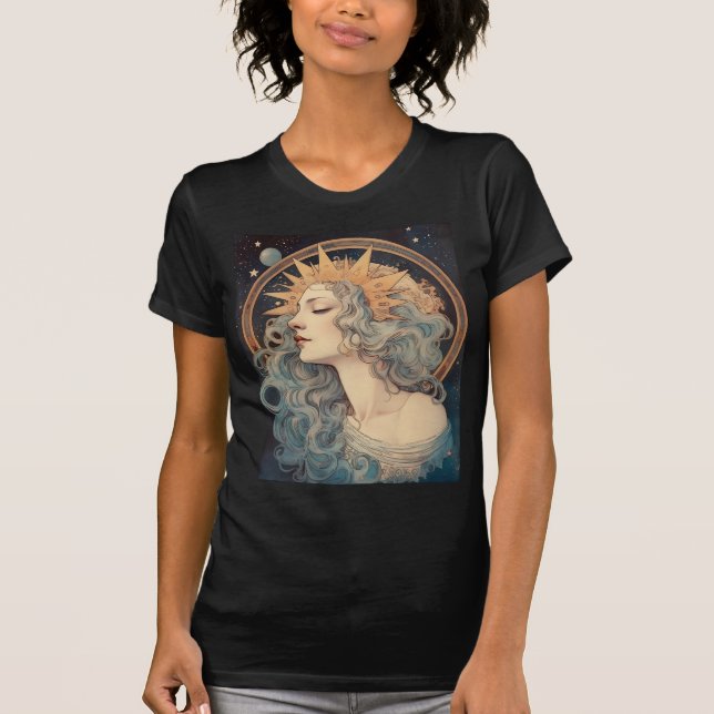Camiseta Art Nouveau Style Moon Stars Princesa (Frente)