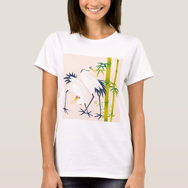 Camiseta art of beautiful cranes in the bamboo thicket (Frente)