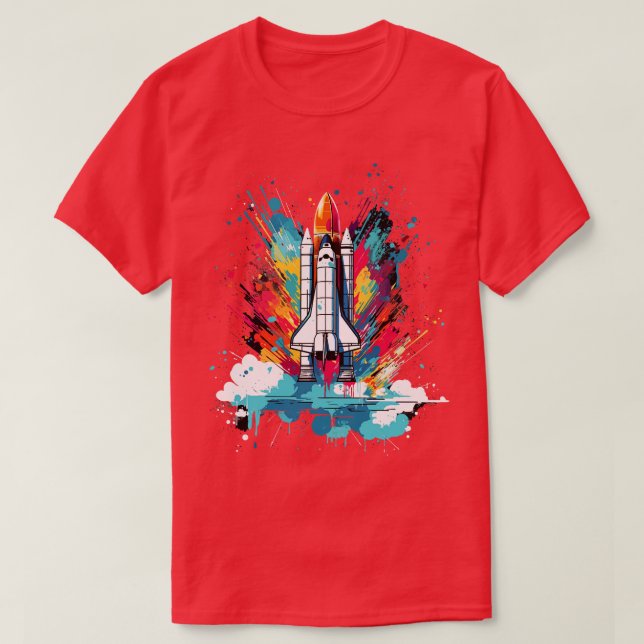 Camiseta Art Rocket Launch Space Oferta Ciência Oferece Esp (Frente do Design)