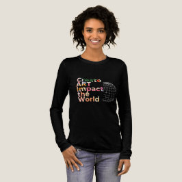 Camiseta Art Slogan Long Sleeve Black T Shirt