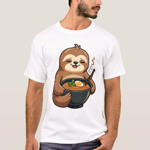 Camiseta Arte 2 do Amante de Macarrão Ramen de Preguiça Vin