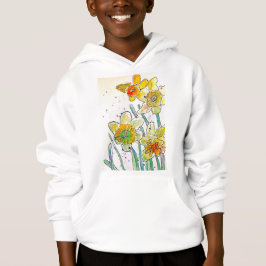 Camiseta Arte a aquarela amarela Daffodil Girls T Shirt