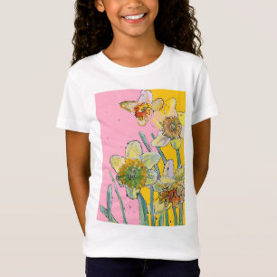 Camiseta Arte a aquarela amarela Daffodil Girls T Shirt