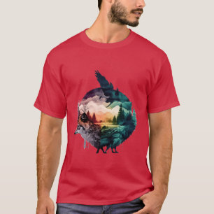 Camiseta Arte abstrata bela natureza mistura de animais vi