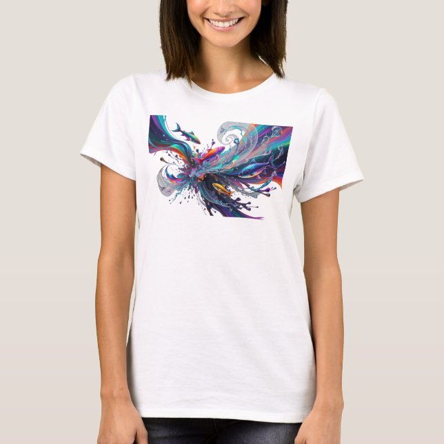 Camiseta ARTE ABSTRATA Chic Silver Impressão de Moda (Frente)