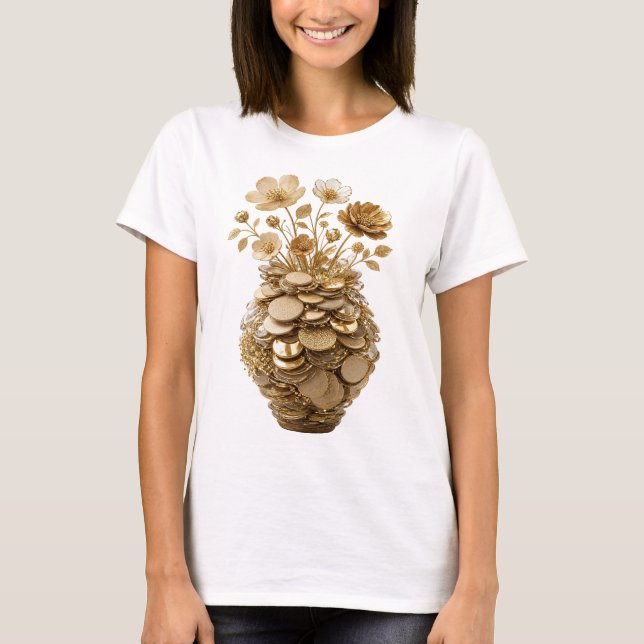 Camiseta Arte abstrata clássica em ouro DESIGN de declaraçã (Frente)