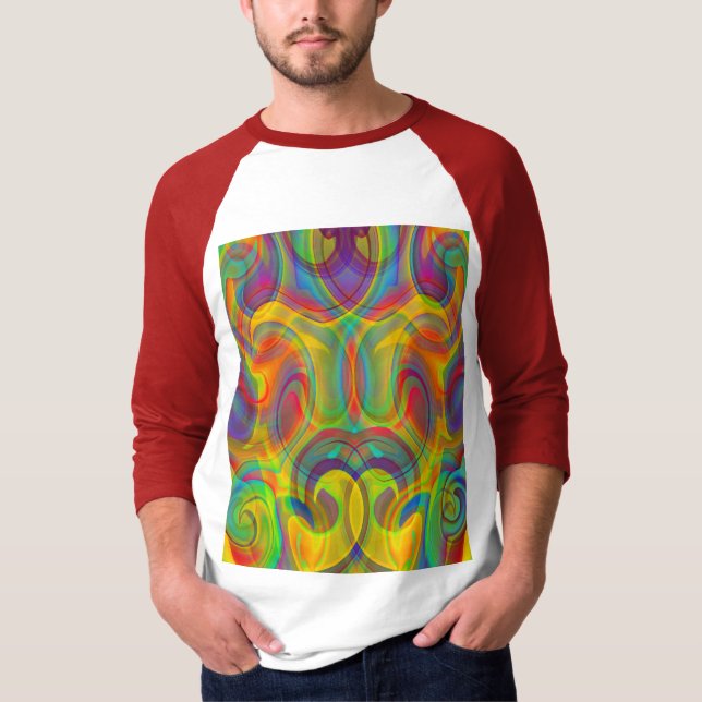 CAMISETA ARTE ABSTRATA COLORIDA REDEMOINHO GEOMÉTRICO   (Frente)