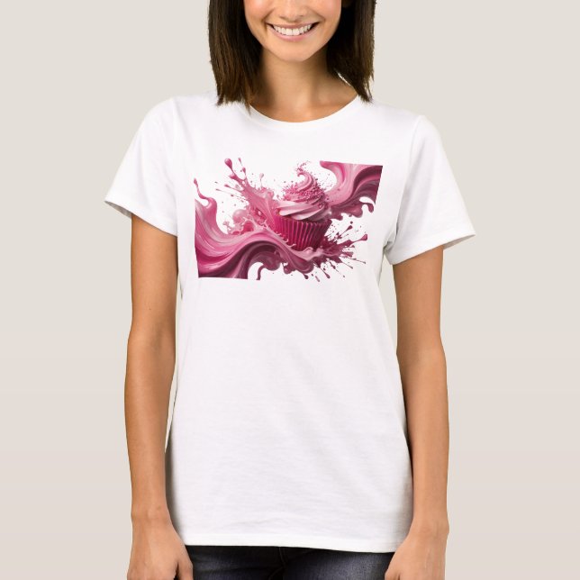 Camiseta Arte abstrata cor-de-rosa CRISP Design (Frente)