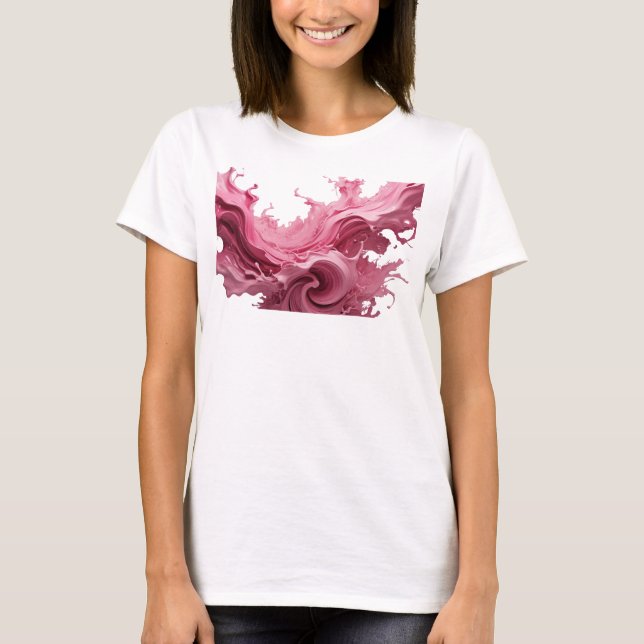Camiseta Arte abstrata cor-de-rosa OUSADA Design (Frente)