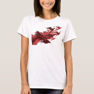 Camiseta Arte Abstrata de Pássaros Vermelhos com Estilo Des