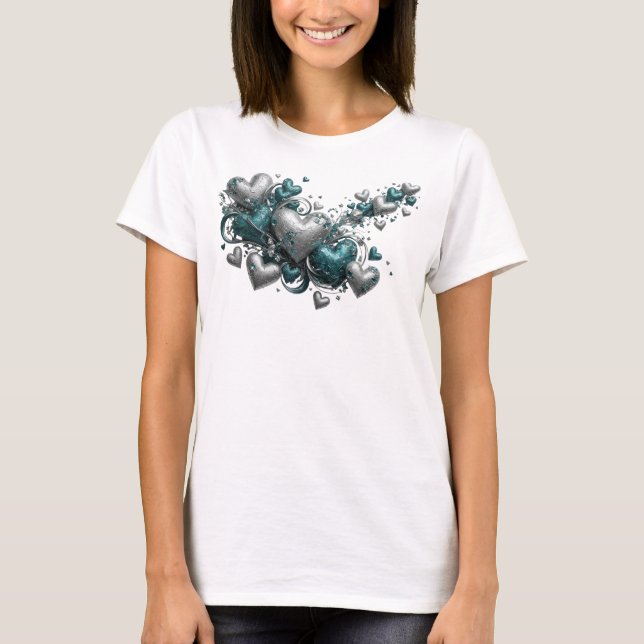 Camiseta Arte abstrata em azul turquesa DESIGN (Frente)