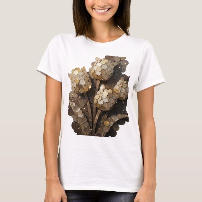 Camiseta Arte abstrata em Ouro com Design Edgy (Frente)