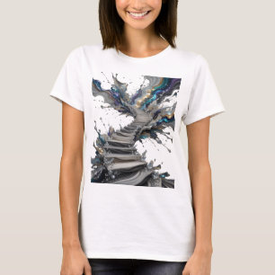 Camiseta Arte Abstrata em Prata Esbelta Roupa de Arte v2