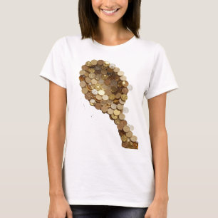 CAMISETA ARTE ABSTRATA EM PRATA IMPRESSÃO DE MODA ATRATIVA