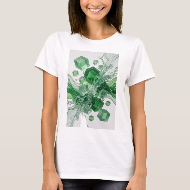 Camiseta Arte abstrata em verde fresco Design (Frente)