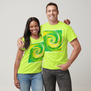 Camiseta Arte Abstrata Espiral Verde Amarelo