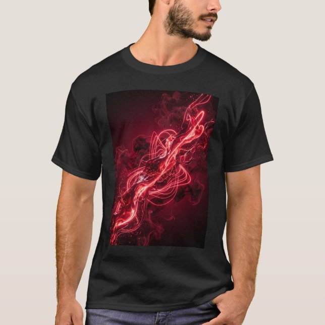 Camiseta Arte Abstrata Fluida Líquido Vermelho Surreal (Frente)