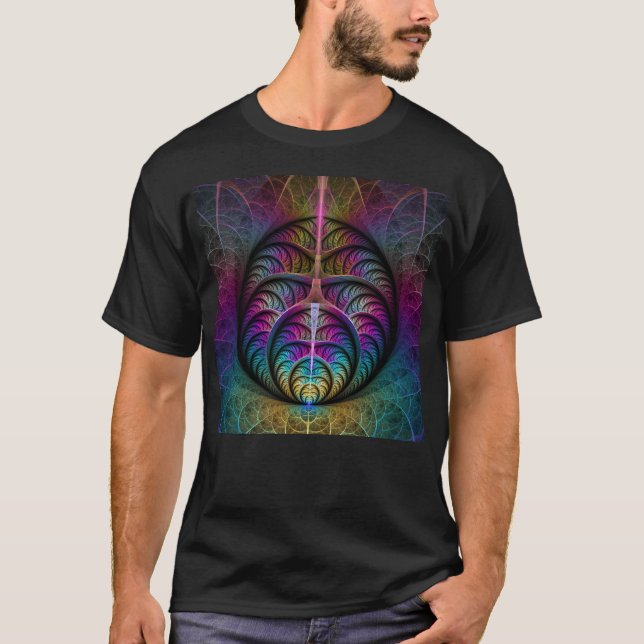 Camiseta Arte abstrata fractal colorida alucinante (Frente)