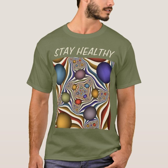 Camiseta Arte abstrata fractal moderna colorida voadora (Frente)