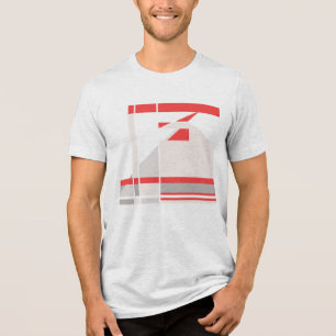 Camiseta Arte abstrata geométrica bege vermelho cinza Look