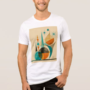 Camiseta Arte Abstrata Geométrica de Design Retro de Meados