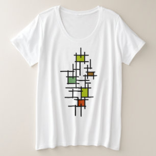 Camiseta Arte Abstrata Geométrica Moderna de Meados do Sécu