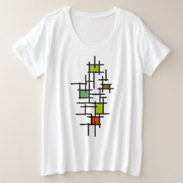 Camiseta Arte Abstrata Geométrica Moderna em Linha