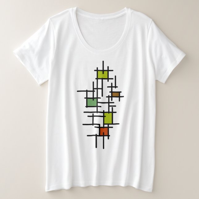 Camiseta Arte Abstrata Geométrica Moderna em Linha (Frente do Design)