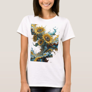 CAMISETA ARTE ABSTRATA LINDA COM UM BOUQUET DE Y VIBRANTE