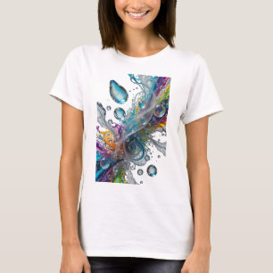 Camiseta ARTE ABSTRATA Moderna em Prata ARTE Vestível