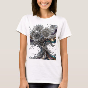 Camiseta ARTE ABSTRATA Moderna em Prata ARTE Vestível