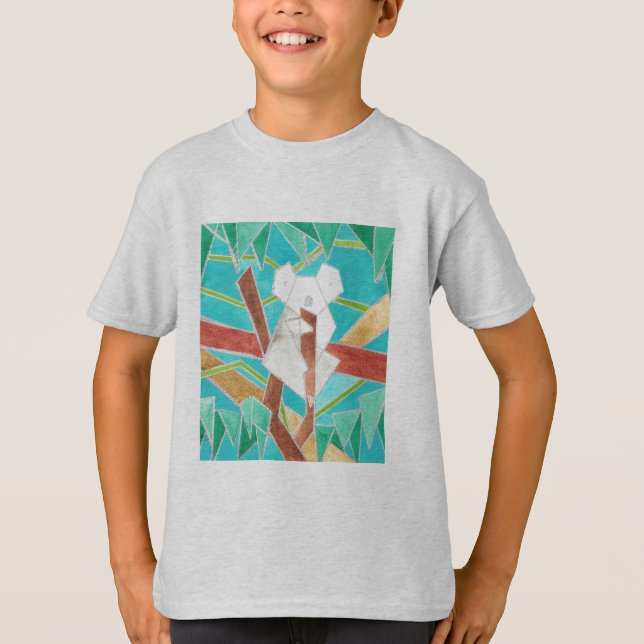Camiseta Arte abstrata original de coala em árvore (Frente)