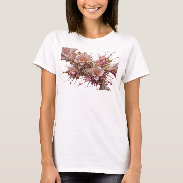 Camiseta Arte Abstrata Ouro Dinâmico Design (Frente)