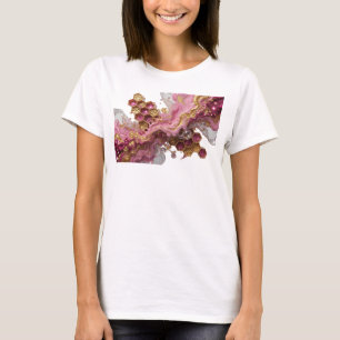CAMISETA ARTE ABSTRATA PADRÃO FAVO DE MEL DESENHO FLORAL