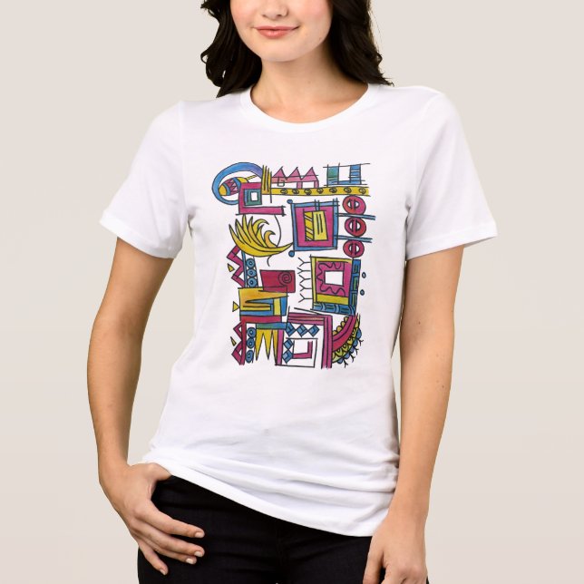 Camiseta Arte abstrata pintada à mão ilusória e caprichosa (Frente)