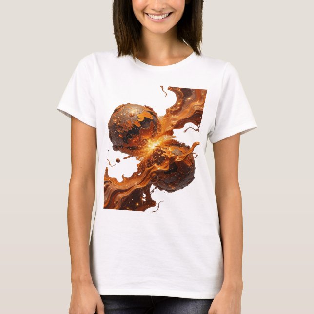 Camiseta Arte abstrata prateada da moda Design v2 (Frente)