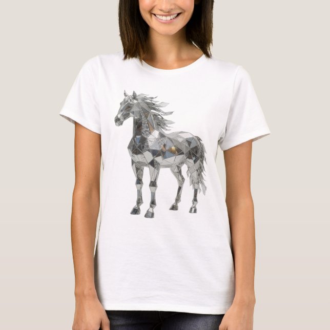 Camiseta Arte abstrata prateada e afiada Design Moderno (Frente)