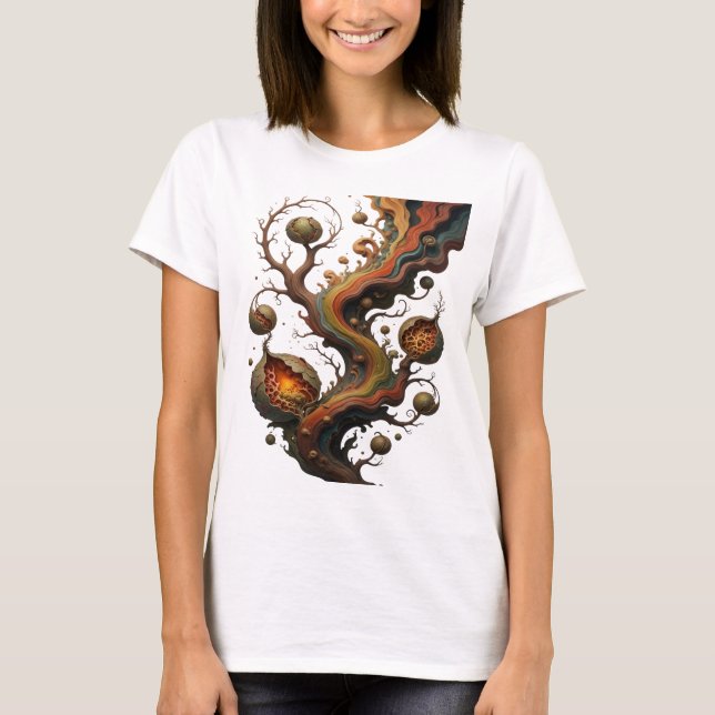 Camiseta Arte abstrata prateada e moderna Design Gráfico v2 (Frente)