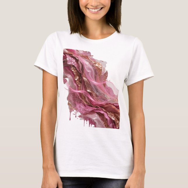 Camiseta Arte abstrata prateada espirituosa Impressão de mo (Frente)