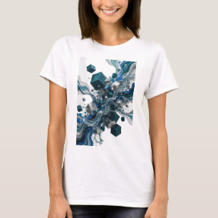 Camiseta Arte abstrata prateada icônica DESIGN
