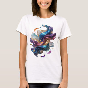 Camiseta Arte abstrata prateada ousada Impressão de moda v2