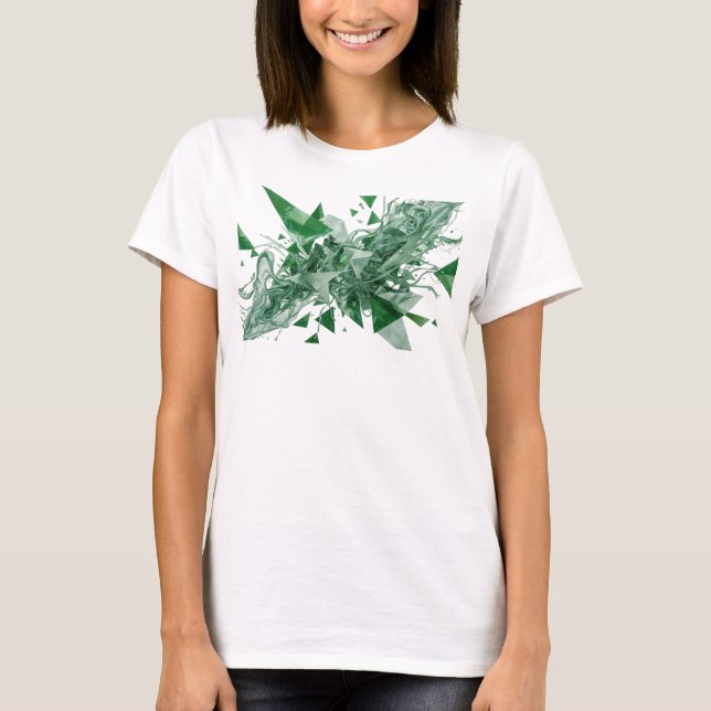 Camiseta Arte abstrata verde crocante Design (Frente)