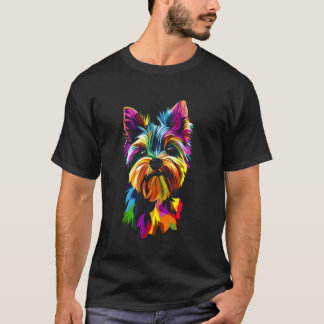 Camiseta Arte abstrato colorido amante de cães Yorkshire Te